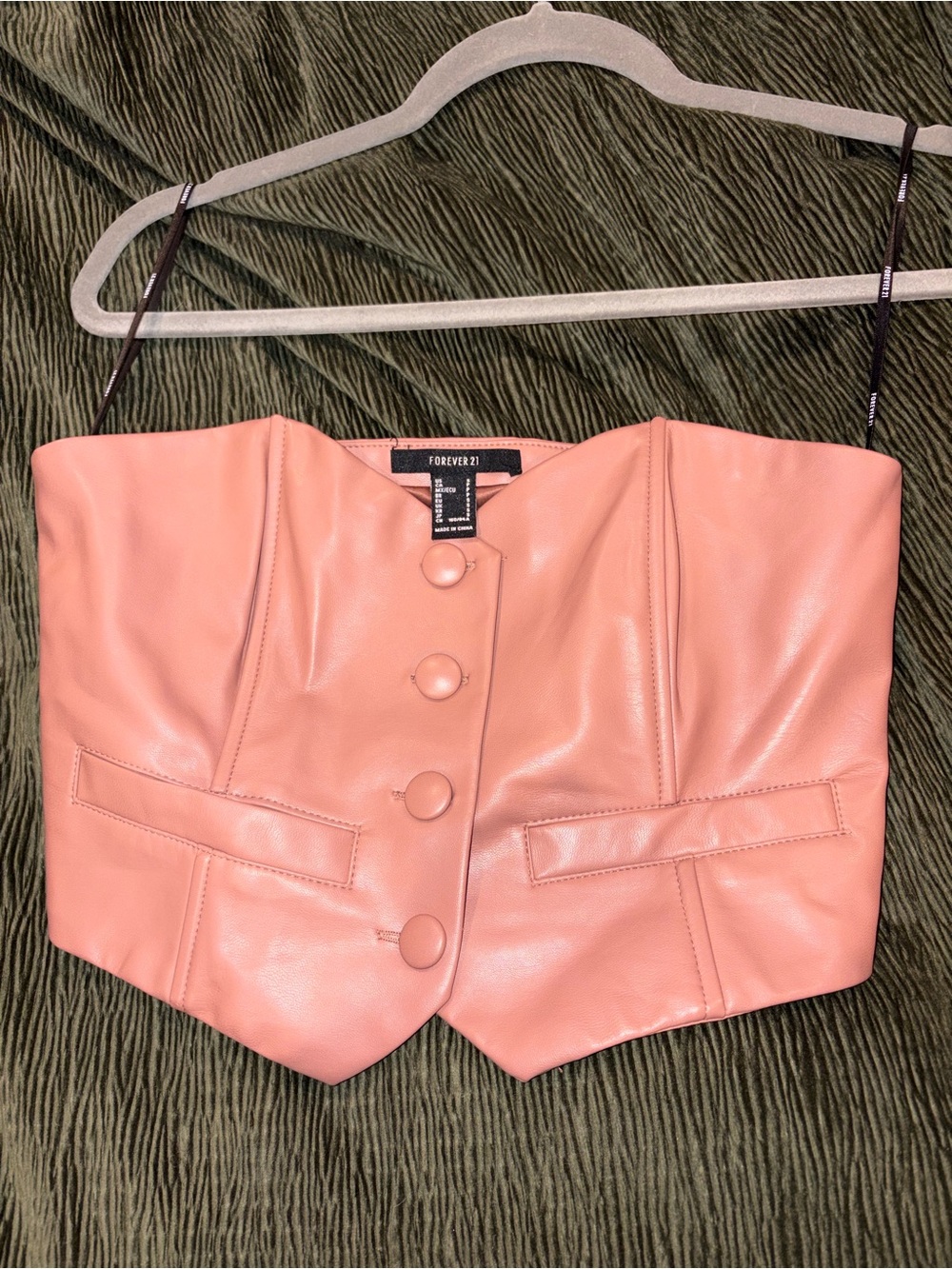Forever 21 Dusty Rose Faux Leather Button-Front Bustier